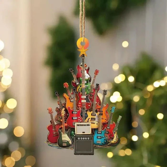 Rockin' Around The Guitar Christmas Tree Ornament - statlk