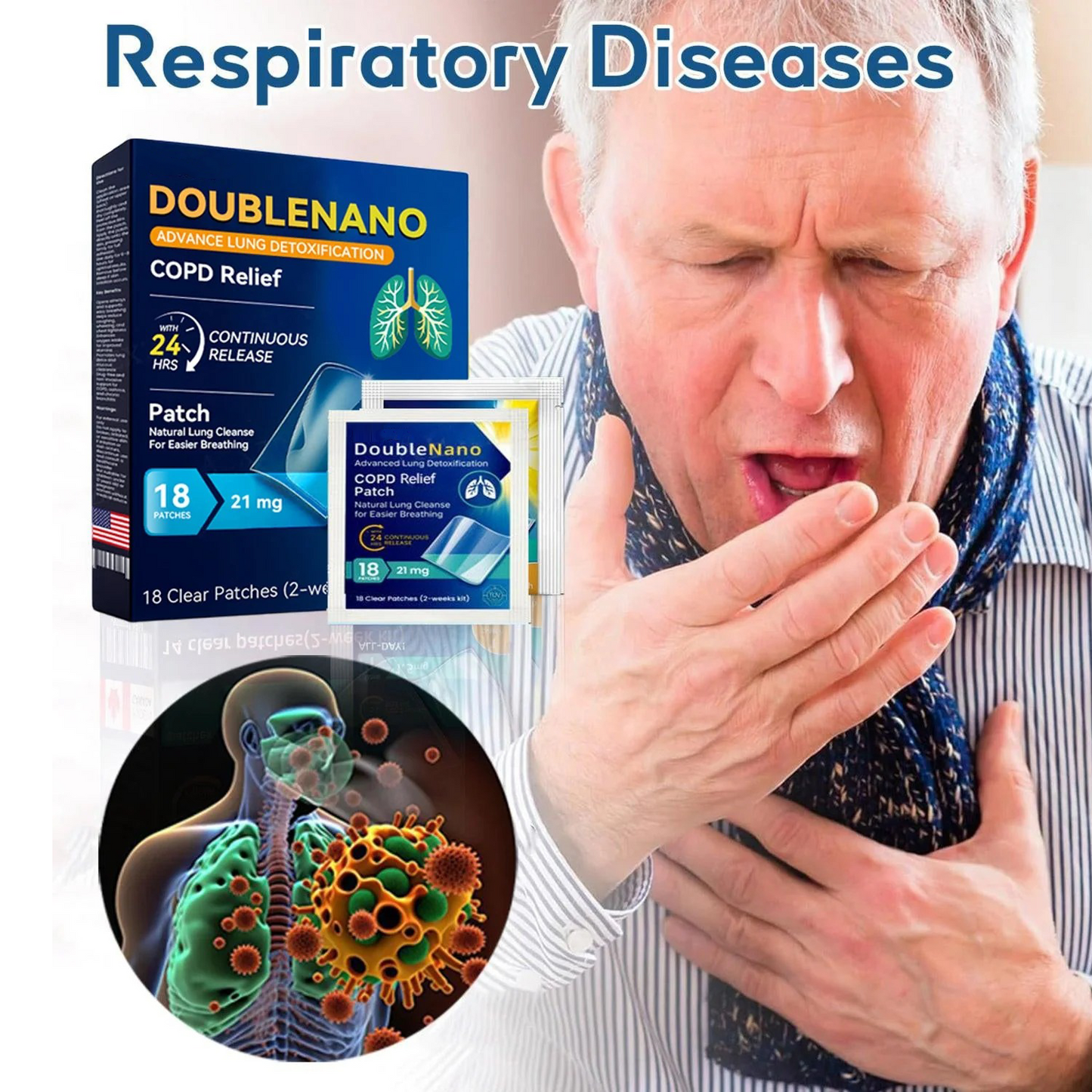 FDA Approved  DoubleNano COPD Relief Patch (💝 Cough, wheezing, shortness of breath, sputum, stuffy nose, bronchitis, bronchitis, allergy symptoms, lung discomfort)