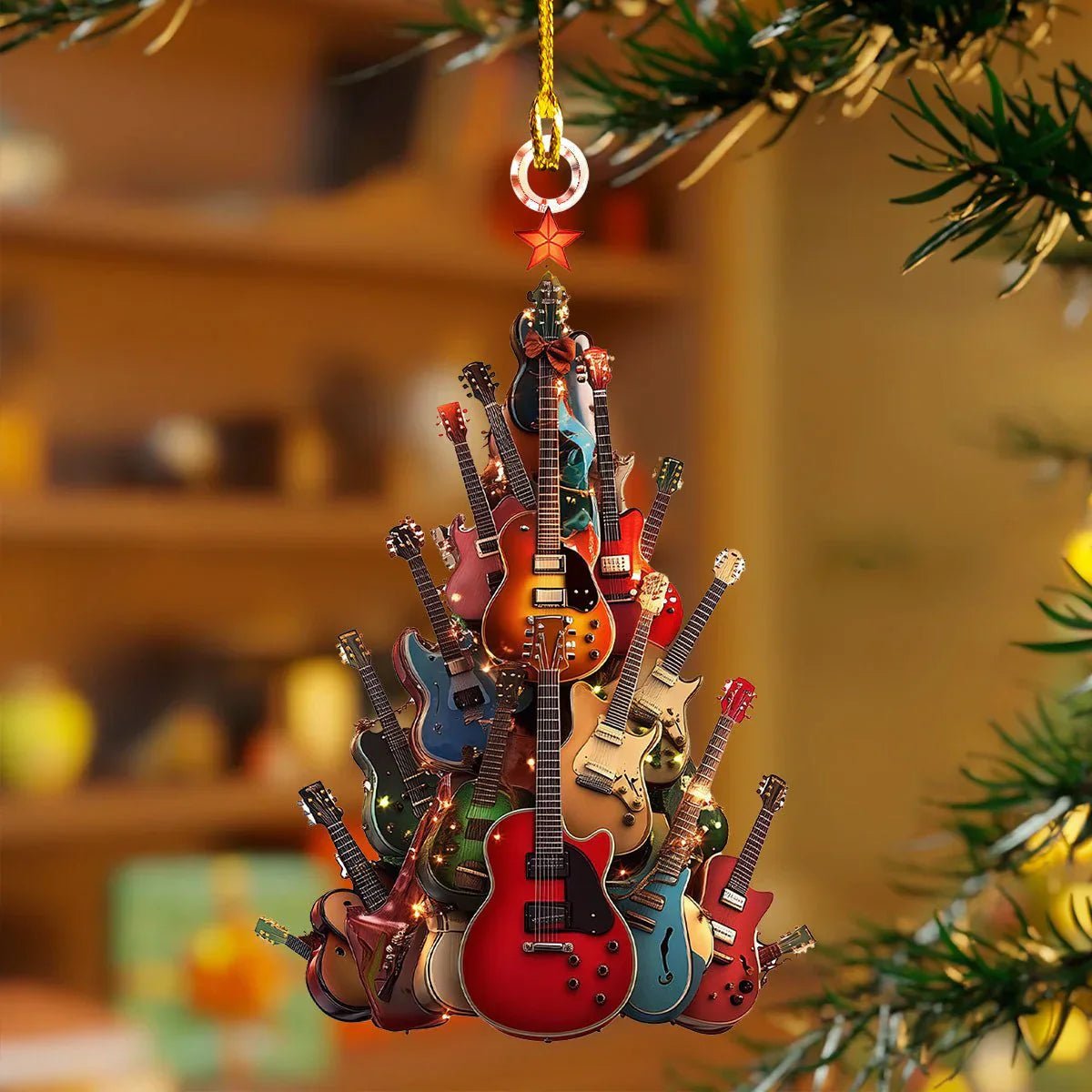 Rockin' Around The Guitar Christmas Tree Ornament - statlk