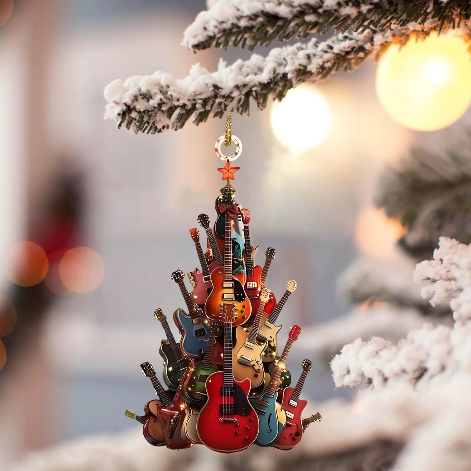 Rockin' Around The Guitar Christmas Tree Ornament - statlk