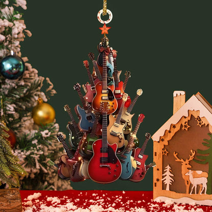 Rockin' Around The Guitar Christmas Tree Ornament - statlk