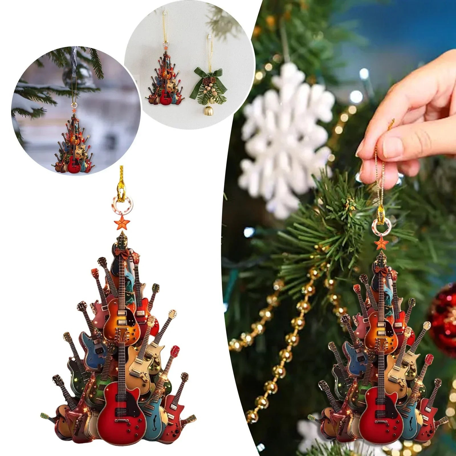 Rockin' Around The Guitar Christmas Tree Ornament - statlk