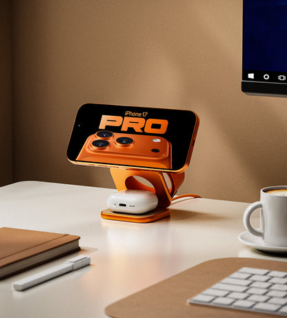 X40 Turbo Qi2.2 Certified 25W 3-in-1 MagSafe Foldable Wireless Charging Stand  - Cosmic Orange