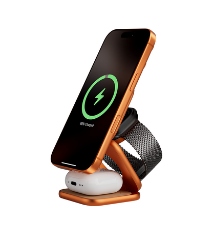 X40 Turbo Qi2.2 Certified 25W 3-in-1 MagSafe Foldable Wireless Charging Stand  - Cosmic Orange