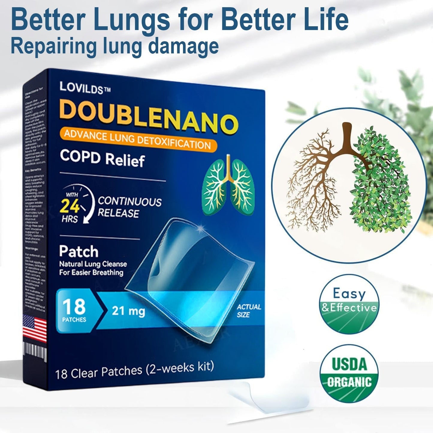 FDA Approved  DoubleNano COPD Relief Patch (💝 Cough, wheezing, shortness of breath, sputum, stuffy nose, bronchitis, bronchitis, allergy symptoms, lung discomfort)